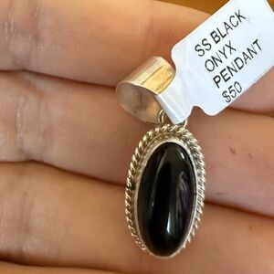 Native made Black Onyx Silver Pendant
